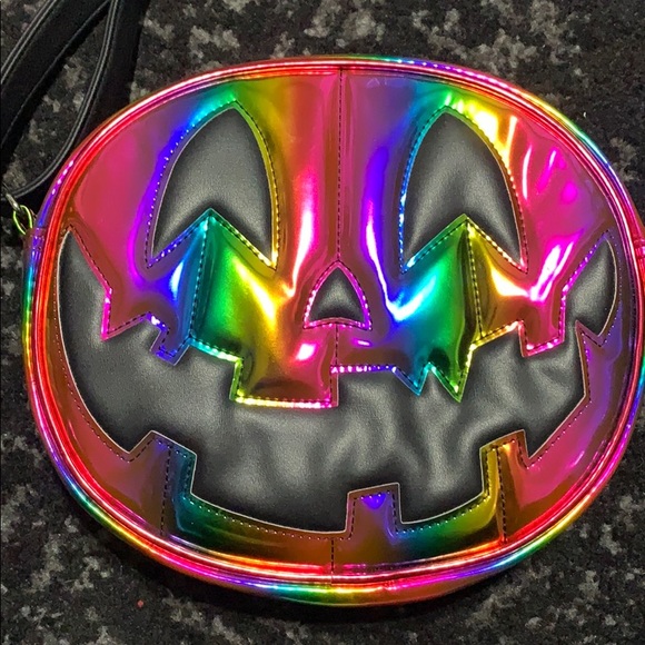 SOLD | Rainbow Metallic Pumpkin Crossbody Purse - Picture 1 of 3